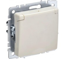 Розетка IEK BRITE РСбш10-3-44 16а защ. шторки с крышкой беж. BR-R16-16-44-K10