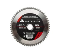 Пильный диск по ламинату METALLICA Ultra 210x30/20/16 мм 60 зуб, Т=2,0 мм ТОНКИЙ 903582