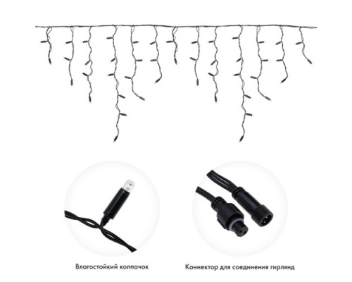 Гирлянда Neon-Night 255-175 БАХРОМА (Айсикл), 4,8х0,6м, 176 LED БЕЛЫЙ, IP65