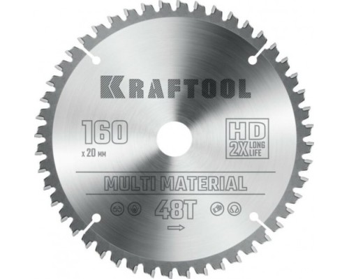 Пильный диск по алюминию KRAFTOOL 160х20мм 48T Multi Material [36953-160-20]