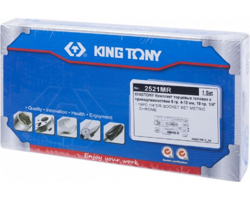 Набор головок 1/4" KING TONY 2521MR, 19 предметов