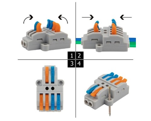 Клемма REXANT СМК 2x2 проходная разветвительная 2 полюса, с монтажной пл 07-5235 Клемма REXANT СМК 2x2 проходная разветвительная 2 полюса, с монтажной пл 07-5235
