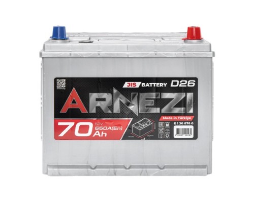 Аккумулятор ARNEZI JIS SMF 70 A/ч обратная R(+) 260x170x225 D26 EN 650 A [E1300700]