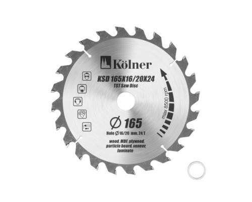 Пильный диск по дереву Kolner KSD 165х16/20x24 [кн165-16-20-24]