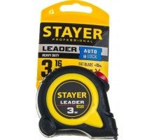 Рулетка STAYER LEADER 3м / 16мм с автостопом в ударостойком обрезиненном 3402-3_z02