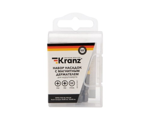 Набор насадок Kranz KR-92-0461 на шуруповерт PH2, PZ2, с магнитным держателем