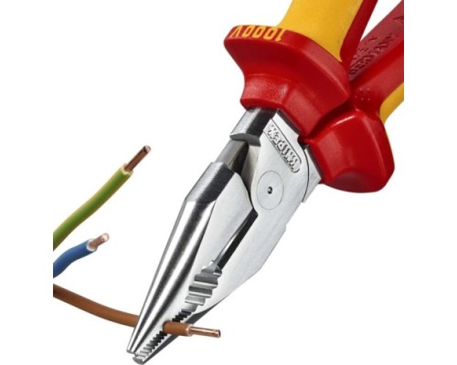 Плоскогубцы диэлектрические KNIPEX KN-0826185SB остроконечные с удлиненными губками, 185 мм