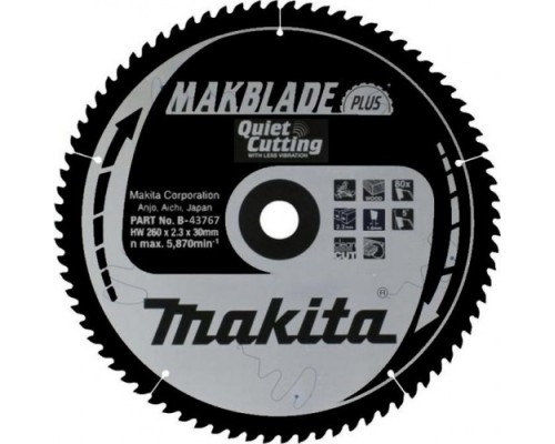 Пильный диск по дереву MAKITA 260x30x1.8x80T для makblade plus [B-43767]