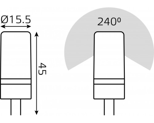 Лампа светодиодная GAUSS Elementary G4 AC180-240V 5W 400lm 3000K силикон [18015]