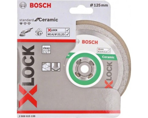 Алмазный диск для резки керамики BOSCH X-LOCK 125х22.2 мм Standard for Ceramic [2608615138]