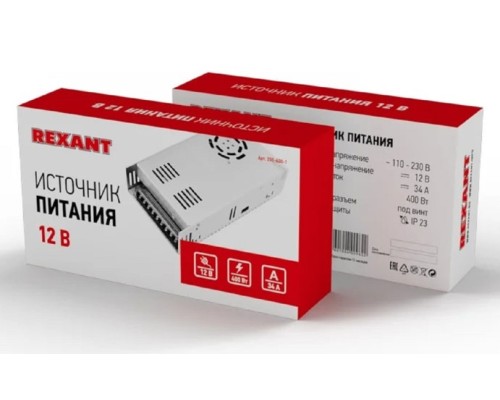 Источник питания REXANT 200-400-1 Slim 12V, 400W с разъемами под винт (IP20)