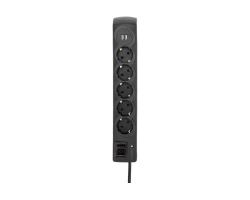 Фильтр сетевой Kranz 13-4703 5 гнезд, 5м, 3х1,5мм², с автовыкл, 2USB, черный Фильтр сетевой Kranz 13-4703 5 гнезд, 5м, 3х1,5мм², с автовыкл, 2USB, черный