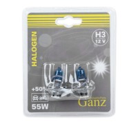 Лампа галогеновая GANZ GIP06050 12V H3 55W +50%PK22s 5000k 2 шт.