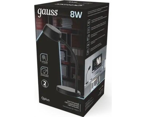 Светильник настольный GAUSS GT6012 qplus 8w 600lm 4000k 170-265v черный диммируемый l