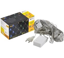 Гирлянда IEK LIGHTING сеть 1,5х1,5м 160 светодиодов RGB IP20, контроллер 8 сцен [LGDB410-3-160-L1-T-S-44]