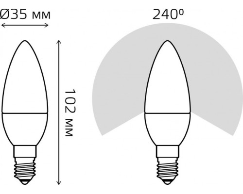 Лампа светодиодная GAUSS Свеча elementary 8w 520lm 3000k е14 led [33118]