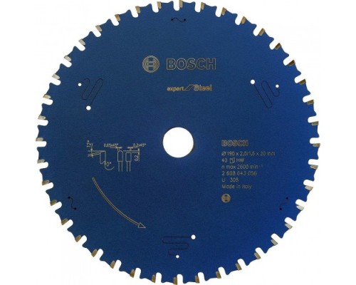 Пильный диск по стали BOSCH 190х40х20 мм Expert for Steel [2608643056]