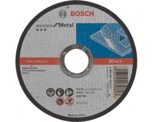 Отрезной круг по металлу BOSCH Standard по металлу 115х1.6мм, прямой [2608603163]