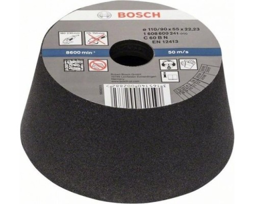 Чашка конусная шлифовальная по камню BOSCH 110х90х55 М14; P 60 [1608600241]