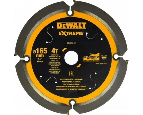 Пильный диск по фиброцементу DeWALT 165х4тх20 мм Extreme DT1471-QZ [DT1471-QZ]