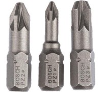 Бита для заворачивания BOSCH Extra Hard 25 мм PZ/1/2/3 3шт 2607001753