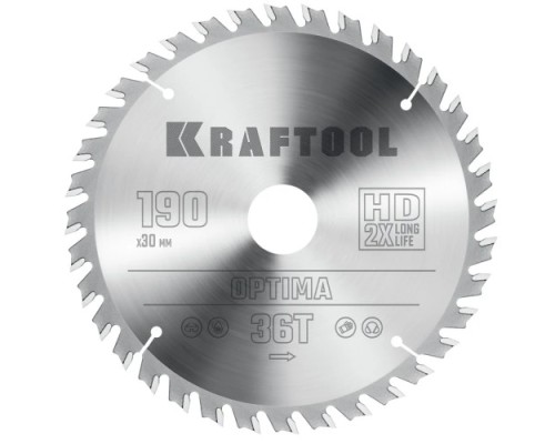 Пильный диск по дереву KRAFTOOL Optima 190х30мм 36T [36951-190-30]