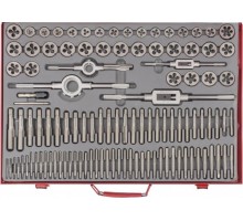 Набор резьбонарезных инструментов MATRIX метчиков и плашек м2-м18, 110 шт.  метал. кейс// [773110]