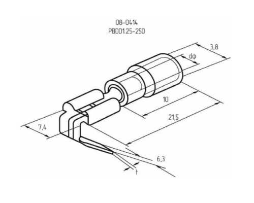 Клемма плоская REXANT 08-0414 ( уп 100 шт ) изолированная РПи-О 1.5-(6.3)/РпИо 1.5-7.5 08-0414