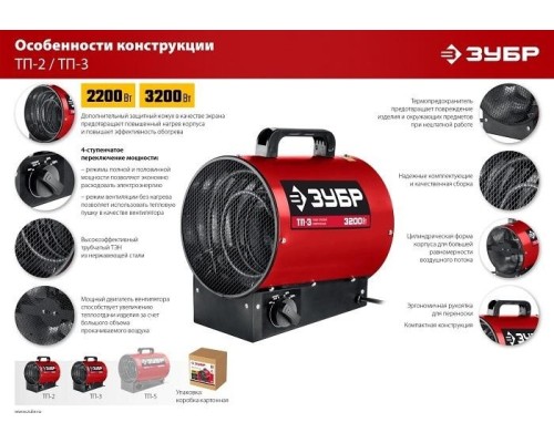 Тепловая пушка электрическая ЗУБР ТП-2