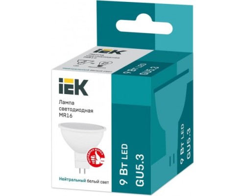 Лампа светодиодная IEK MR16 софит 9вт 4000к gu5.3 [LLE-MR16-9-230-40-GU5]