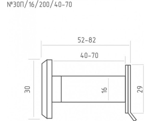 Глазок дверной НОРА-М №30П/16/200/40-70 со шторкой 
