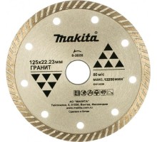 Алмазный диск для резки гранита MAKITA B-28058 сплошной рифленый turbo 125x22,23