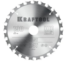 Пильный диск по дереву KRAFTOOL Fast 190х30мм 24T [36950-190-30]