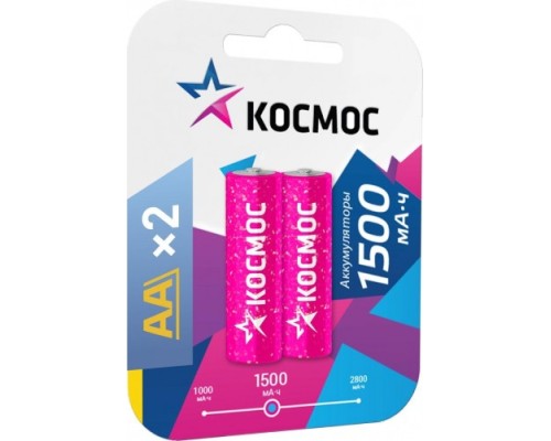 Аккумулятор КОСМОС AA/R6 NI-MN 1500мА.ч BP-2 (блист.2шт) [KOCR6NIMH(1500mA)]
