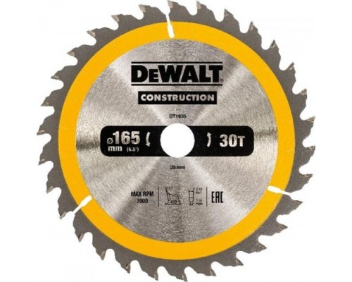 Пильный диск универсальный DeWALT 165х30тх20 мм Construction DT1935-QZ [DT1935-QZ]