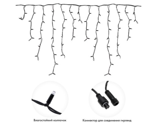 Гирлянда Neon-Night 255-215 БАХРОМА (Айсикл), 3,2х0,9м, 120 LED БЕЛЫЙ, 3,3мм