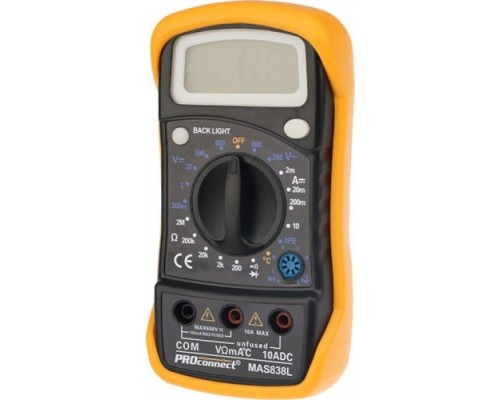 Мультиметр цифровой PROconnect MAS838L портативный [13-3022]