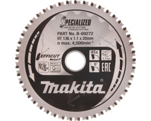 Пильный диск по стали MAKITA 136x20x45T металлу efficut [B-69272]