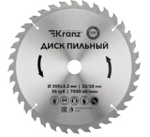 Пильный диск по дереву Kranz KR-92-0132 300х32/30 мм, 36 зуб.