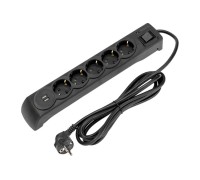 Фильтр сетевой Kranz 13-4703 5 гнезд, 5м, 3х1,5мм², с автовыкл, 2USB, черный