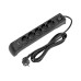 Фильтр сетевой Kranz 13-4703 5 гнезд, 5м, 3х1,5мм², с автовыкл, 2USB, черный