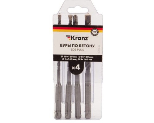 Набор буров Kranz KR-91-0405 по бетону, 4 шт. Набор буров Kranz KR-91-0405 по бетону, 4 шт.