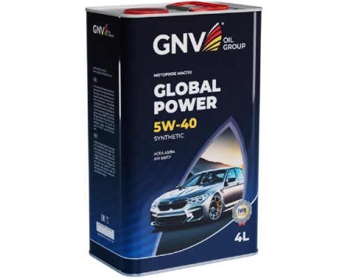 Масло моторное GNV Global Power 5W40 Synthetic A3/B4, SN/CF 4 л (металл. канистра) GGP1M11072016540540004