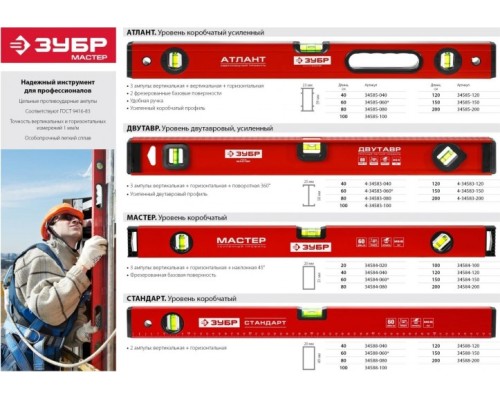 Уровень строительный ЗУБР коробчатый 200 см [34584-200]