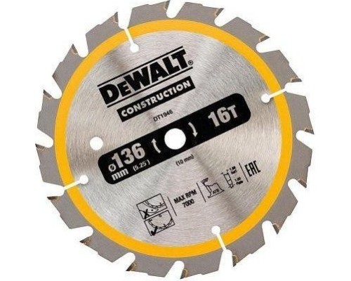 Пильный диск универсальный DeWALT 136х16тх10 мм Construction DT1946-QZ [DT1946-QZ]