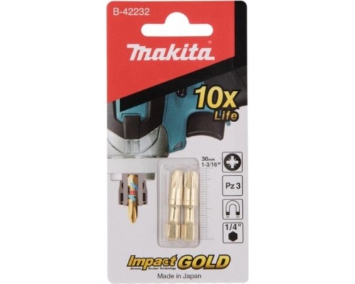 Бита для заворачивания MAKITA B-42232 Impact Gold Shorton PZ3, 30 мм, E-form (MZ), 2 шт.