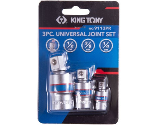 Набор карданов шаровых KING TONY 9113PR 1/4", 3/8", 1/2", 3 предмета
