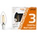 Лампа светодиодная GAUSS Basic Filament Свеча 5,5W 510lm 2700К Е14 LED (3 лампы в упаковке) [1031116T]