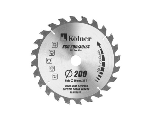 Пильный диск по дереву Kolner KSD 200x30x24Т [кн200-30-24]