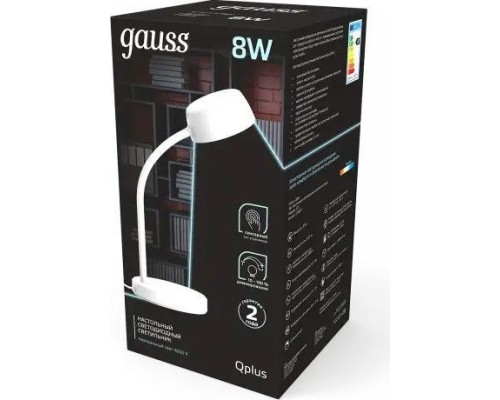 Светильник настольный GAUSS GT6011 qplus 8w 600lm 4000k 170-265v белый диммируемый le